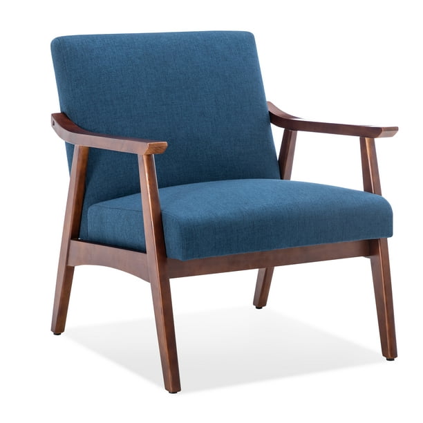 Belleze Club Chair Navy Blue Com, Navy Blue Faux Leather Accent Chair