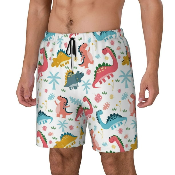 Fotbe Dinosaur Traje de Baño para Hombre – Shorts de Natación de Secado Rápido con Forro y Bolsillos-Small