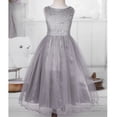 thumbnail image 3 of Lejafay Girls Sequined Lace Flower Girl Dress Princess Pageant Wedding Birthday Party Ball Gown with Gray 16, 3 of 7