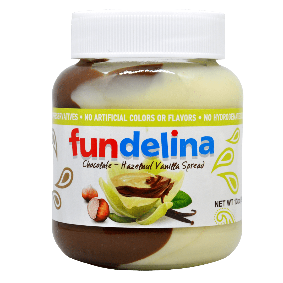 Fundelina Hazelnut Spread Chocolate, Strawberry, Vanilla Flavors, Spreader Included, 3-Count