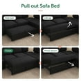 thumbnail image 4 of HONBAY Pull Out Sectional Sleeper Sofa Set Velvet Couch Bed with Storage for Living Room, Black, 4 of 8