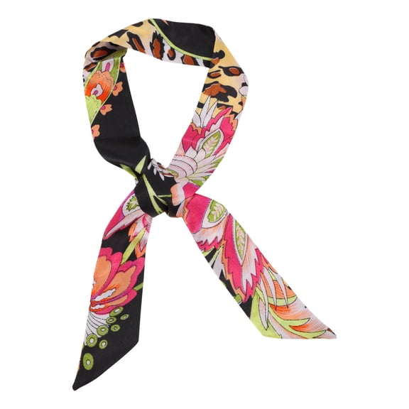 Unique Bargains 1 Pc Scarf Headband Flower Leopard Neck Scarf for Women Black