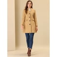 thumbnail image 3 of Abrigo largo elegante de invierno para mujer con cuello en V y un solo pecho Caqui S, 3 of 7