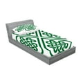 thumbnail image 2 of Ambesonne Green Fitted Sheet & Pillow Sham Set, Monochrome Clover Art, Twin, Green White, 2 of 2