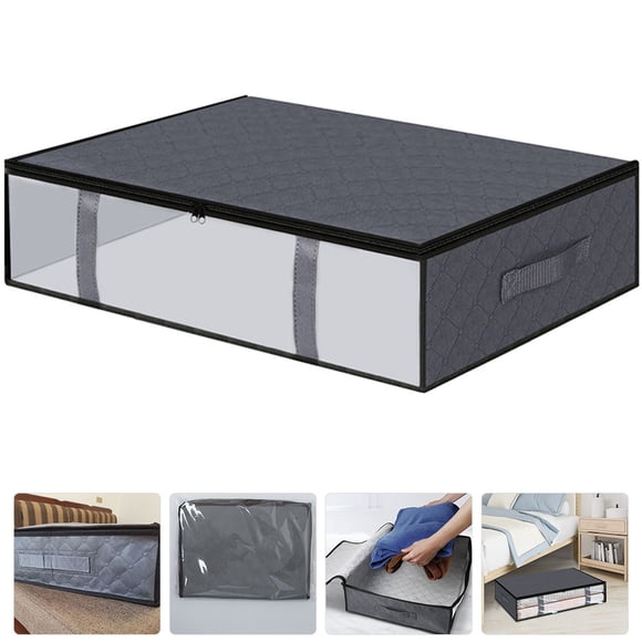 OULII Blanket Box Grey Nonwoven Fabric Under-bed Storage for Families 1Pack