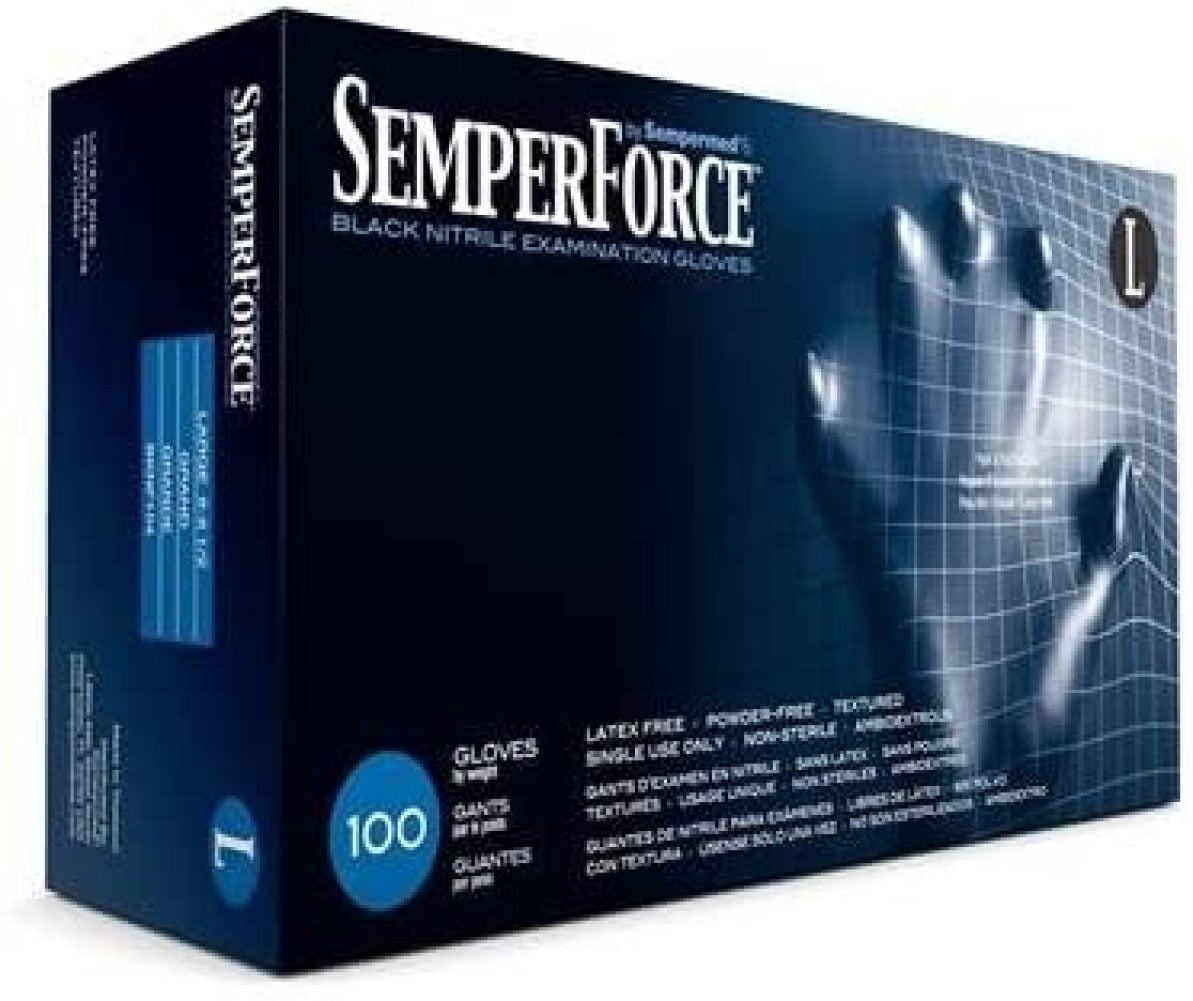 Sempermed BKNF104, SemperForce Black Nitrile Glove, 4 mil, PowderFree
