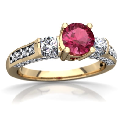 Pink Tourmaline Art Deco Ring in 14K Yellow Gold by
