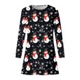 thumbnail image 5 of Wangmeiwg Christmas Dresses for Women Women Autumn Winter Casual Fashion Christmas Print Round Neck Long Sleeve Elegant Party Dress XL Black, 5 of 5