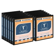 SUIN Economy 1 inch 3 Ring Binder for Work, Clear View Cover, Two Pocket, 12-Pack, Black