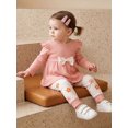 thumbnail image 3 of Cjfdfy Toddler Baby Girl Fall Winter Outfit Cute Floral  Bow Long Sleeve Tops And Pants Two-piece Set Infant Outfit Long Sleeve Ribbed Tops And Stretch Pants, 3 of 9