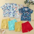 thumbnail image 3 of Vedolay Boy Short Sets Outfits 2 Piece Boy Hawaiian Short Sets Short Sleeve Button Down Shirts Shorts Suit Kids 2 Piece Summer Clothes,White 3-6 Months, 3 of 5