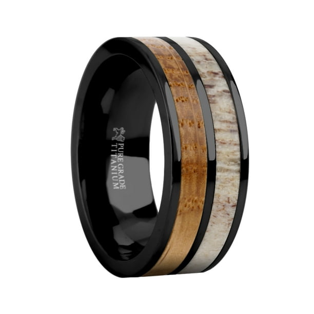 Whiskey Barrel Wood Real Deer Antler Black Titanium Wedding Ring 8mm Size 15 Com Whiskey Barrel Wood Real Deer Antler, Whiskey Barrel Ring Light Fixture