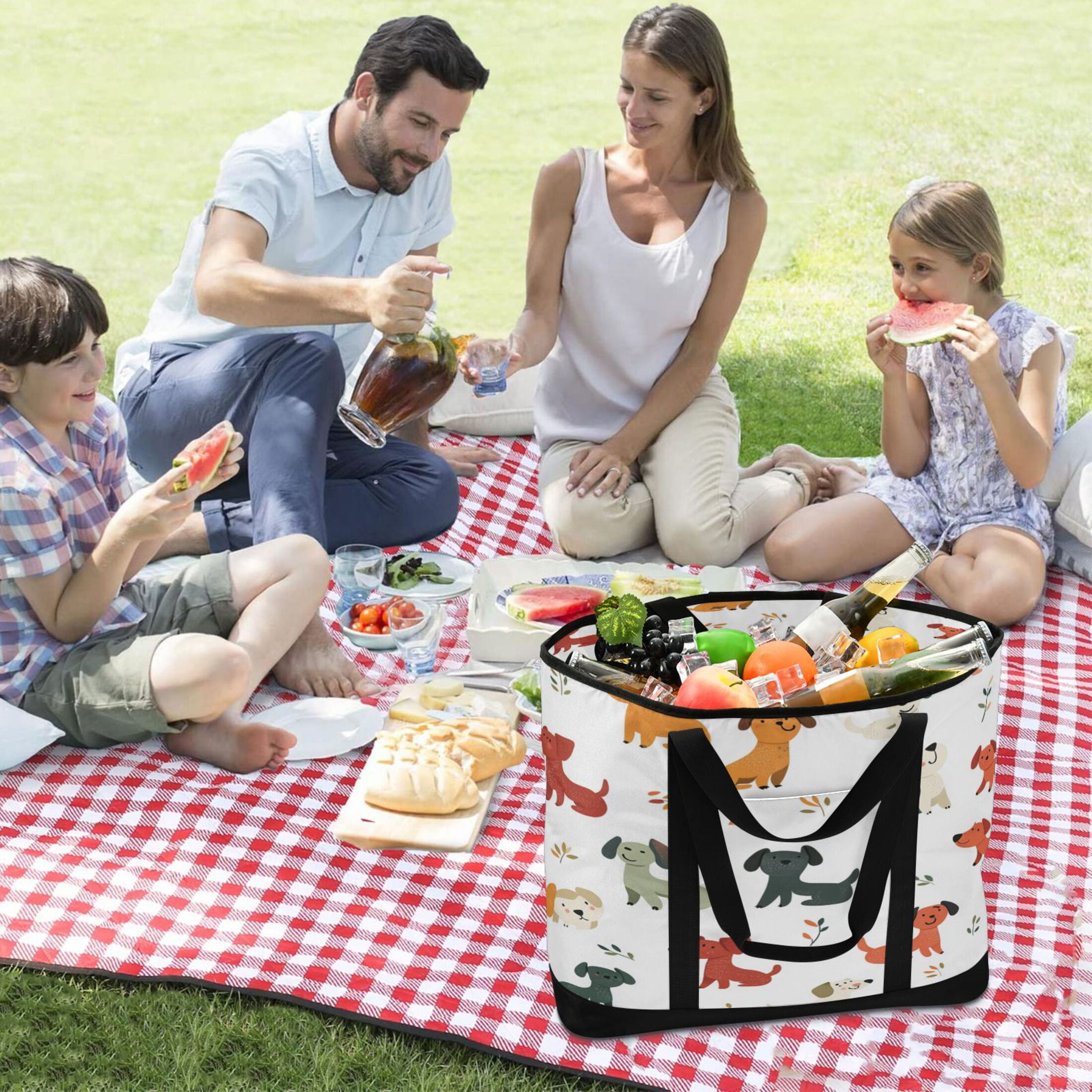 Large Hand-held Ice Pack Picnic Bag Insulation and Refrigeration Suitable for Shopping Picnics and Camping Super Cute Puppy