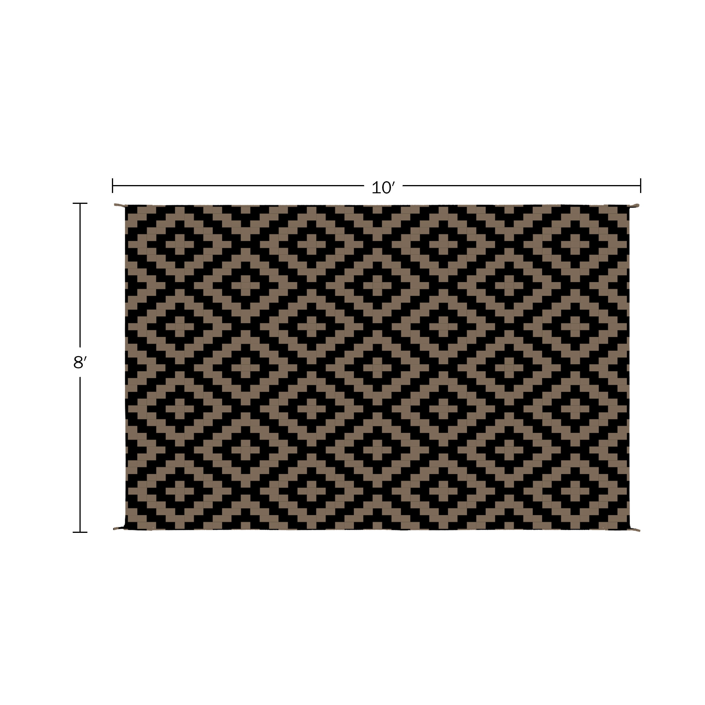 Pure Garden 8x10 Waterproof Outdoor Patio Rug with LED Lights, Brown