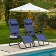 thumbnail image 4 of JUMMICO Chaise Zéro Gravité Patio Extérieur Inclinable Réglable Chaise Pliante Chaise de Pelouse Chaise Longue pour Terrasse Plage Cour et Plage avec Coussins Ensemble de 2 (Bleu Foncé), 4 of 4