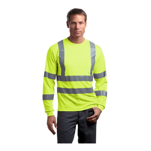 CornerStone ANSI 107 Class 3 Long Sleeve Snag-Resistant Reflective T-Shirt | Safety Clothing for Men & Women, High Visibility Work Tee