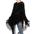 thumbnail image 2 of SWSMCLT Women's Knit Sweater PonchoCrochet Ponchos and Wraps Soft Winter Warm Blanket Wrap Shawl Pashmina Cape Sweater Casual Tassel Fringe Black One Size, 2 of 4