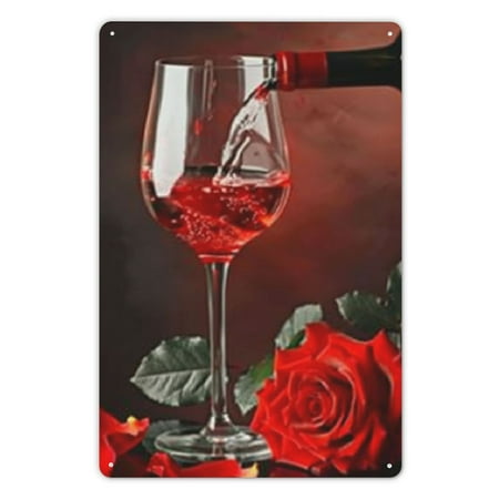 

Pratyus Kitchen Decor Summer Funny Wall Decor Rose Wine Theme for Home Cafes Offices Stores Pubs Clubs 8x12Inches
