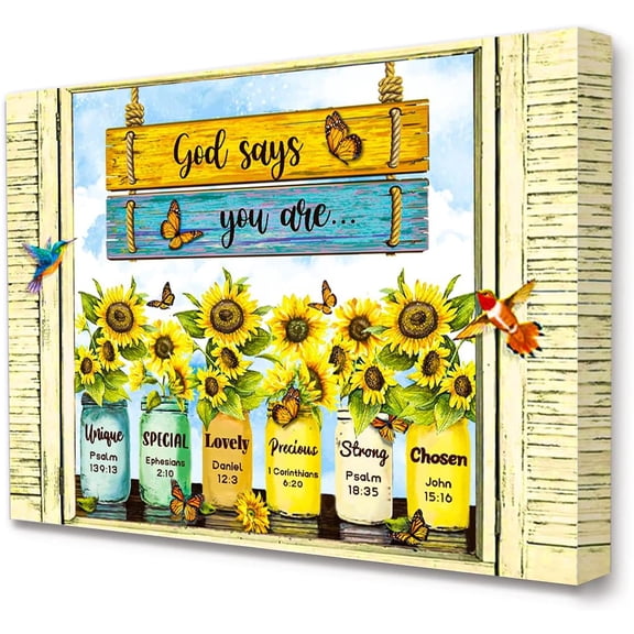 Aaroca Inspirational Christian Wall Art,God Says You Are Wall Decor,Marson Jars God Says You Are Wall Art Canvas Print for Women Home Office Bedroom Decor Y059