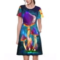 thumbnail image 1 of Easygdp Magic Mushrooms ,Fireflies para Vestido Transpirable de Mujer, Vestido Suelto de Manga Corta con Pliegues y Bolsillos para el Verano, 1 of 6