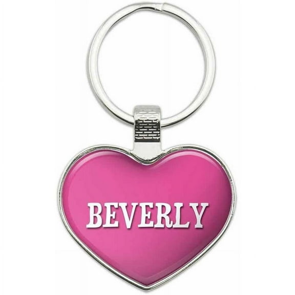 Beverly - Names Female Metal Heart Keychain Key Chain Ring, Pink