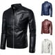 thumbnail image 3 of Chaqueta casual de cuero para hombre, moderna, ajustada, elegante, para jóvenes, chaqueta de motociclista para primavera y otoño, 3 of 5