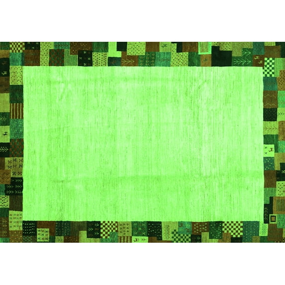 Ahgly Company Indoor Rectangle Solid Green Modern Area Rugs, 6' x 9'