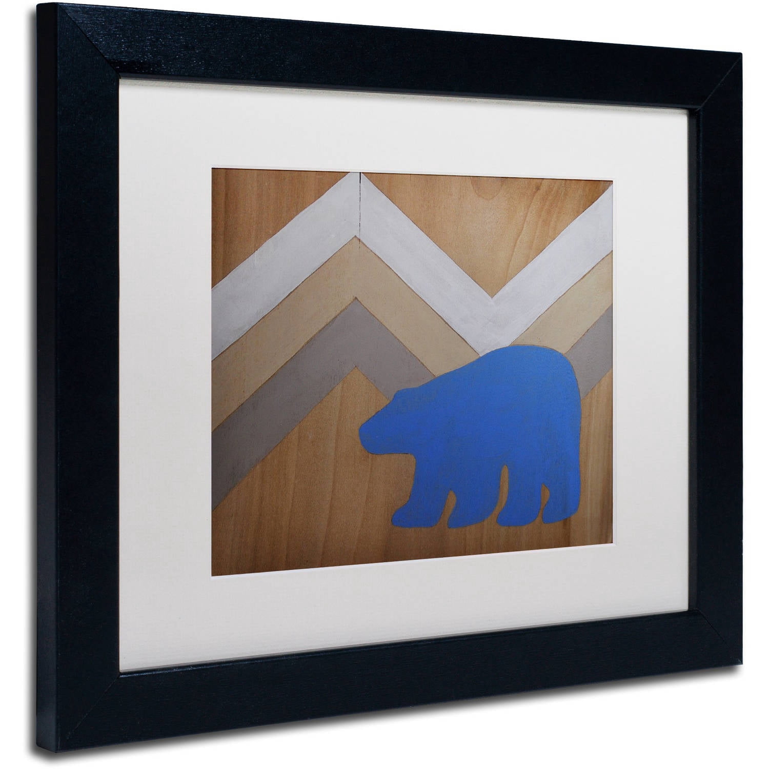 Trademark Fine Art "Blue Polar Bear" Canvas Art by Nicole Dietz White Matte, Black Frame
