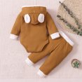 thumbnail image 5 of Swuxness Toddler Long Sleeve Rompers Two Piece Sets, Kids Fall Sweatpants Sets, Toddler Crew Neck Solid Color Hooded Outfit for Girls and Boys Brown, 18-24 Months, 5 of 5