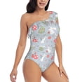 thumbnail image 3 of Rateoe Bunny cartoon with easter Pattern Women One Piece Swimsuits Tummy Control One Shoulder Bathing Suits Ruffle Swimwear-XX-Large, 3 of 6