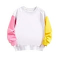 thumbnail image 2 of XXWXYD Solid Color Patchwork Kids Sweatshirt, Soft Cotton Warm Crewneck Long Sleeve Pullover for Girls Minimalist Style Casual Wear, 2 of 7