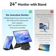 Blackview 24 inch Large Portable Monitor, 100Hz Gaming Monitor, 1200P IPS FHD Laptop Screen Extender, USB-C HDMI Travel Second Monitor for Laptop,MacBook,Desktop,PC,PS4/5, with Adjustable Stand&VESA