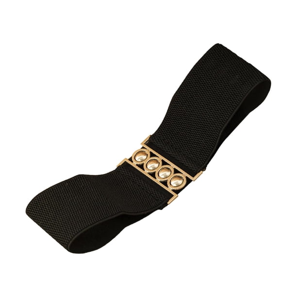 Cinturón elástico ancho para mujer, elegante, ideal para ir de compras o citas. Negro