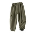 thumbnail image 2 of GBSYEWXS Pants For Little Boys Childred Cargo Comfortable Breathable Elastic Waist Army Green Trousers Size 7-8 Years, 2 of 4