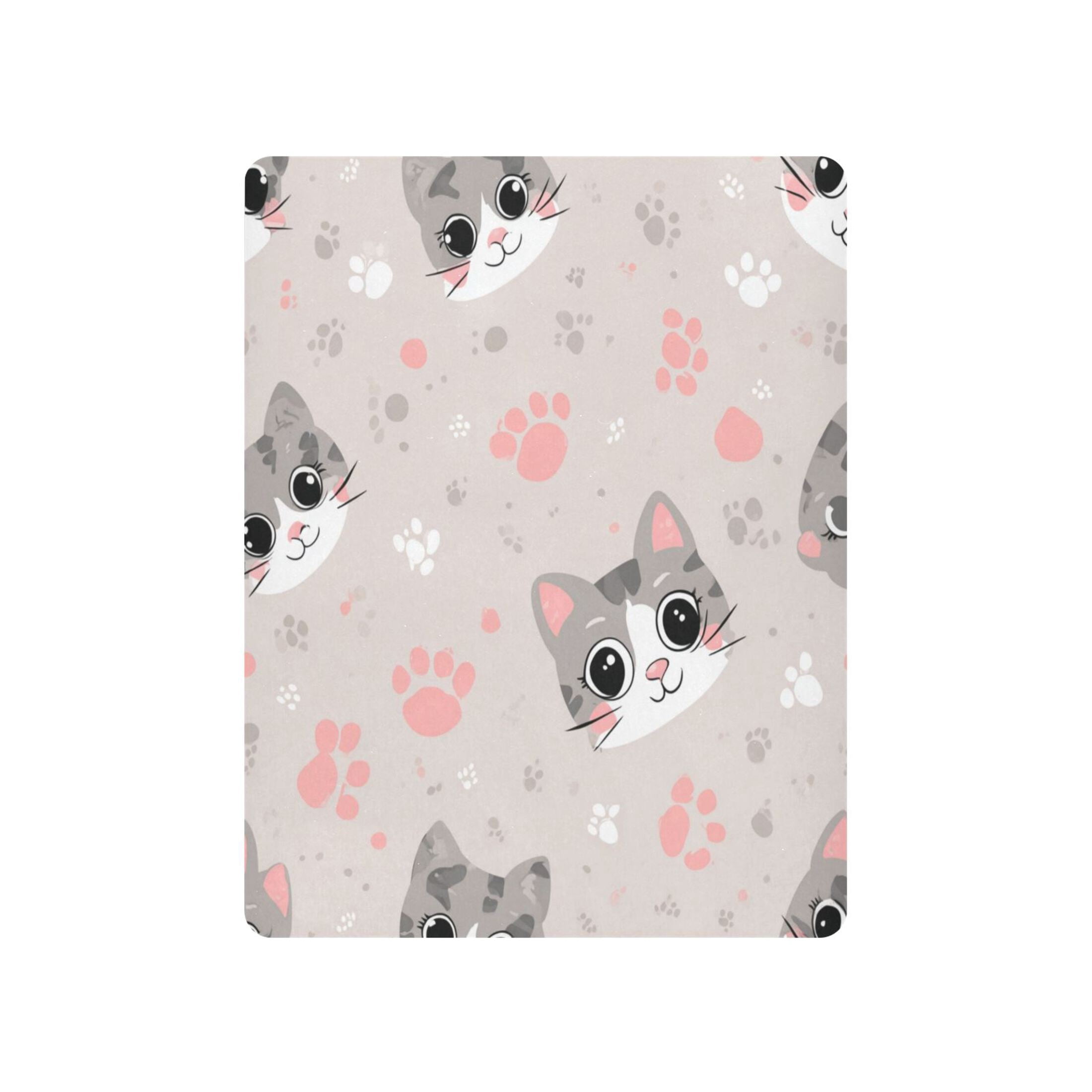 Baby Essentials 52”x 28”- Standard Cotton-like Modal Elastic- Cartoon Cat Face Design Crib Sheets for Newborns and Toddlers