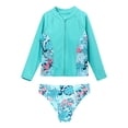 thumbnail image 3 of zdhoor Girls' 2 Piece Rashguard Swimsuit Set Teen Tropical Print Shirts with Bikini Bottoms Set Cute Leaf 8, 3 of 7