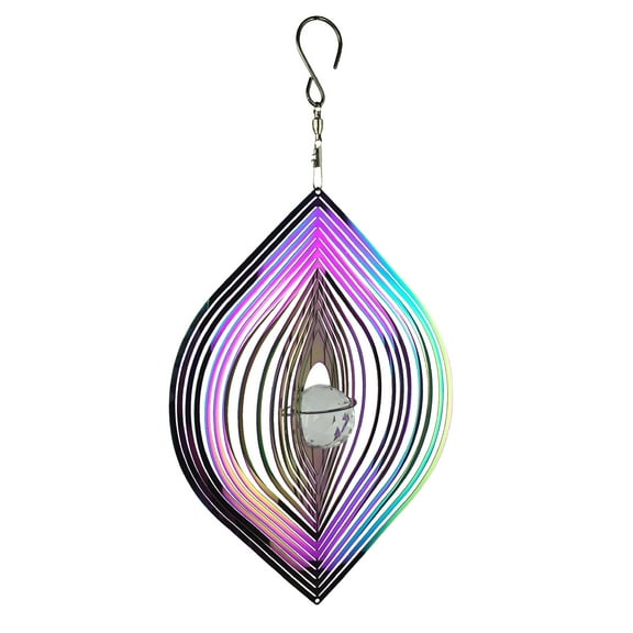 Red Carpet Studios Stainless Steel Mirrored Iridescent Wind Spinner, Cat Eye