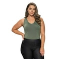 thumbnail image 2 of Women's V-Neck Basic Tank Top Bodysuit, Smoky Olive, Plus Size, 1pc., 2 of 4