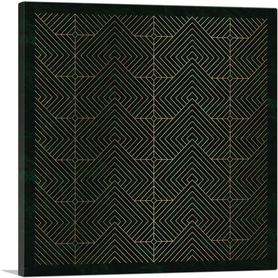 ARTCANVAS Art Deco Diamond Yellow Geometric Design Canvas Art Print - Size: 12" x 12" (1.50" Deep)