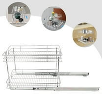 Pull Out Metal Cabinet Basket, 2-Tier Kitchen Pull-out Shelves Rack Storage Organizer
