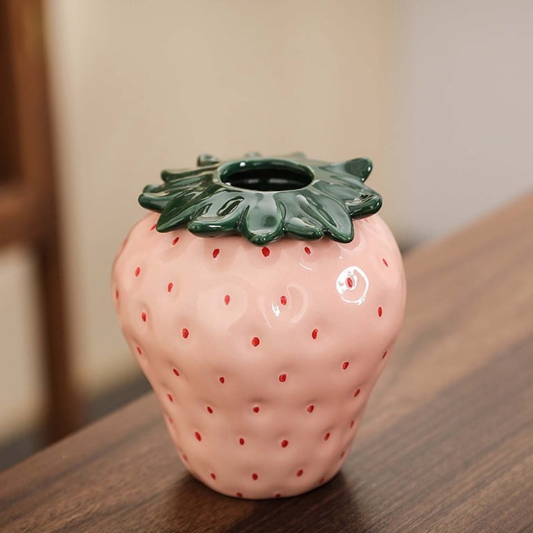 Strawberry Ceramic Vase - Vintage-Inspired Strawberry Planter Pot