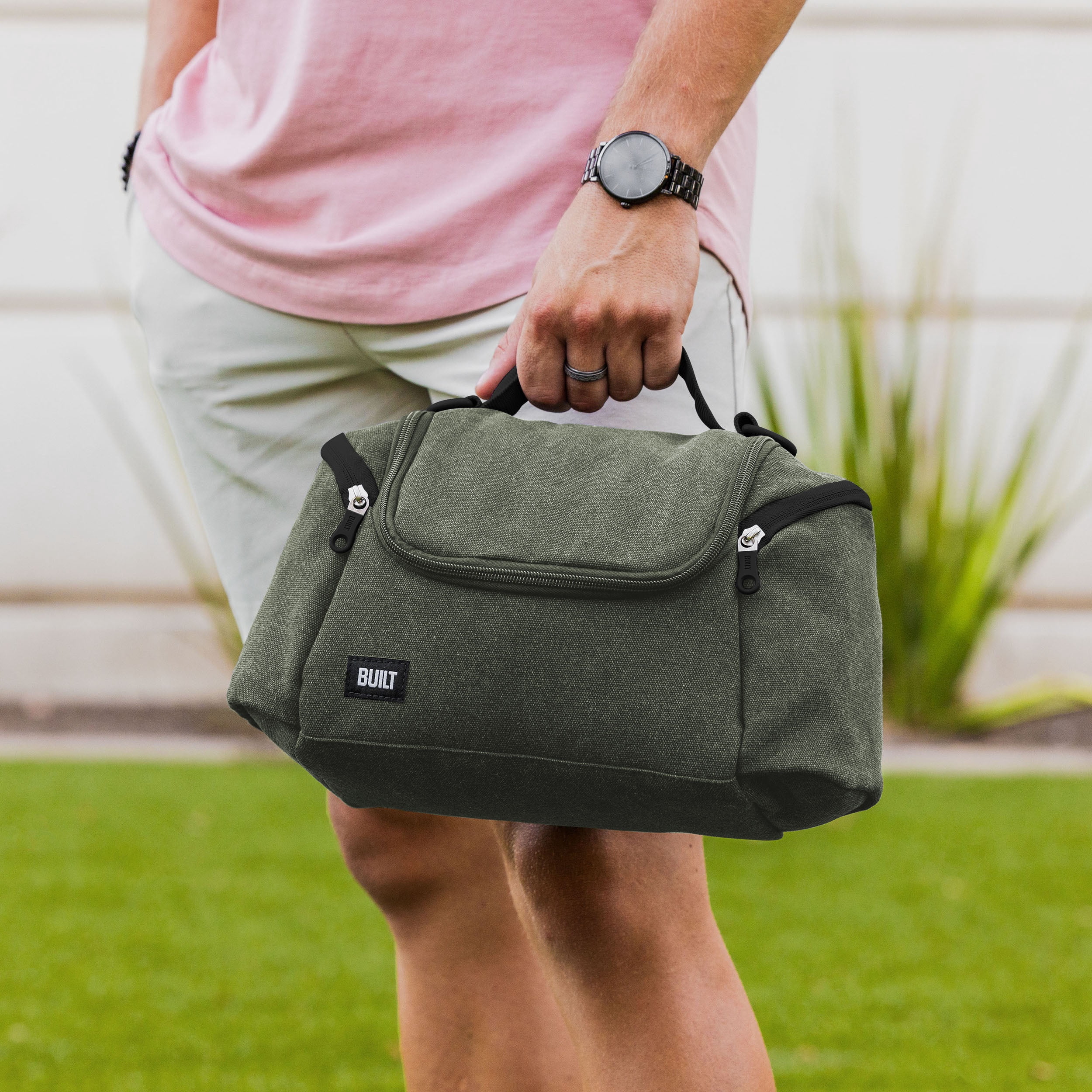BUILT Oxford All Day Adult Reusable Lunch Bag Sage Green