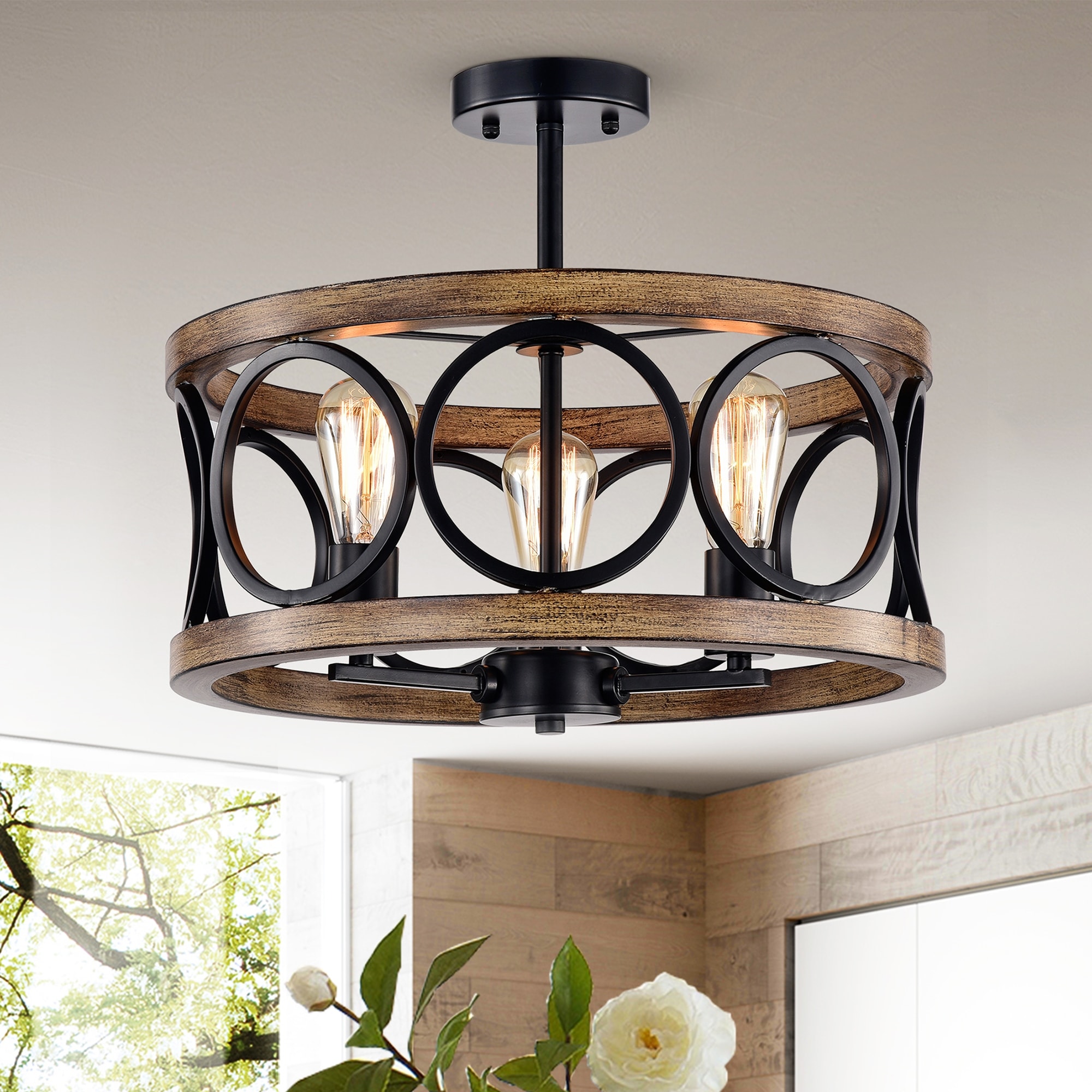 Warehouse of Tiffany Shacer 3-Light Hood Design Ceiling Lamp