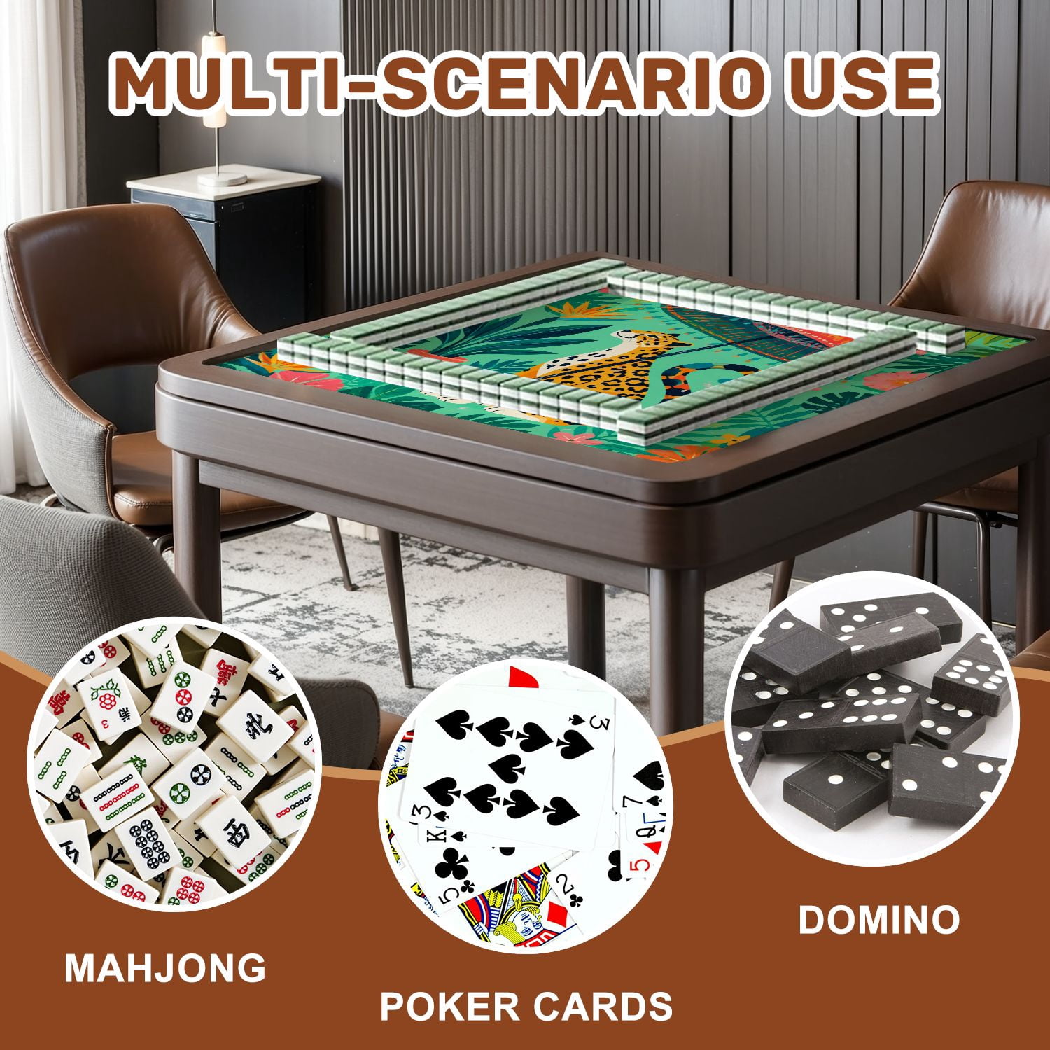 Mahjong Mat 31.5" x 31.5" Sitting Red Umbrellas Blue White Vase Vibrant Tropical Floral Non-Slip Noise Reduction American Mahjong Tiles Table Cover for Dominoes Poker Card Board Games Gift