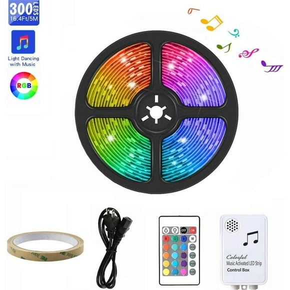 LED Light Strips Sync to Music, 16.4Ft 5M RGB LED Rope Light Bar, Color-Changing Light Bar with Remote Control, LED Strip Lights for Bedroom, Kitchen, Living Room, Party, Etc, IP65 Waterproof
