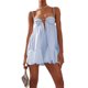 thumbnail image 1 of Vestido de correa de espagueti de diamantes de imitación Mini vestido de verano sexy para fiesta (Azul claro M) FLhrweasw Para estrenar, 1 of 8