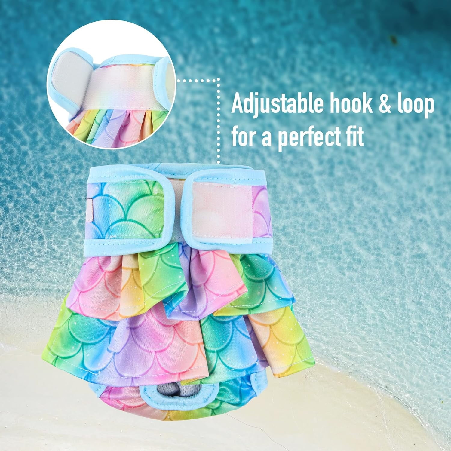 Washable Dog Diapers (3 Pack), Reusable Pet Diapers for Female Dogs, Washable Dog Panties Diaper Skirt for dogs in Heat, Period, Incontinence, or Excitable Urination (M, Mermaid)