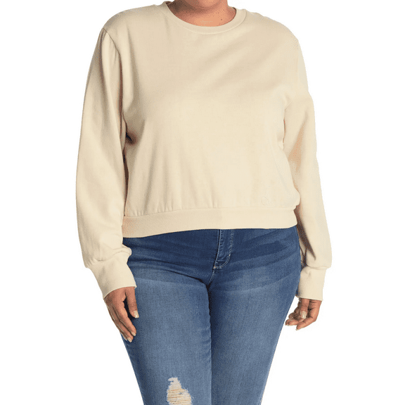 AFRM Women's Fossi Long Sleeve Crew Neck Knit Sweatshirts Pullover Beige XL, NWT