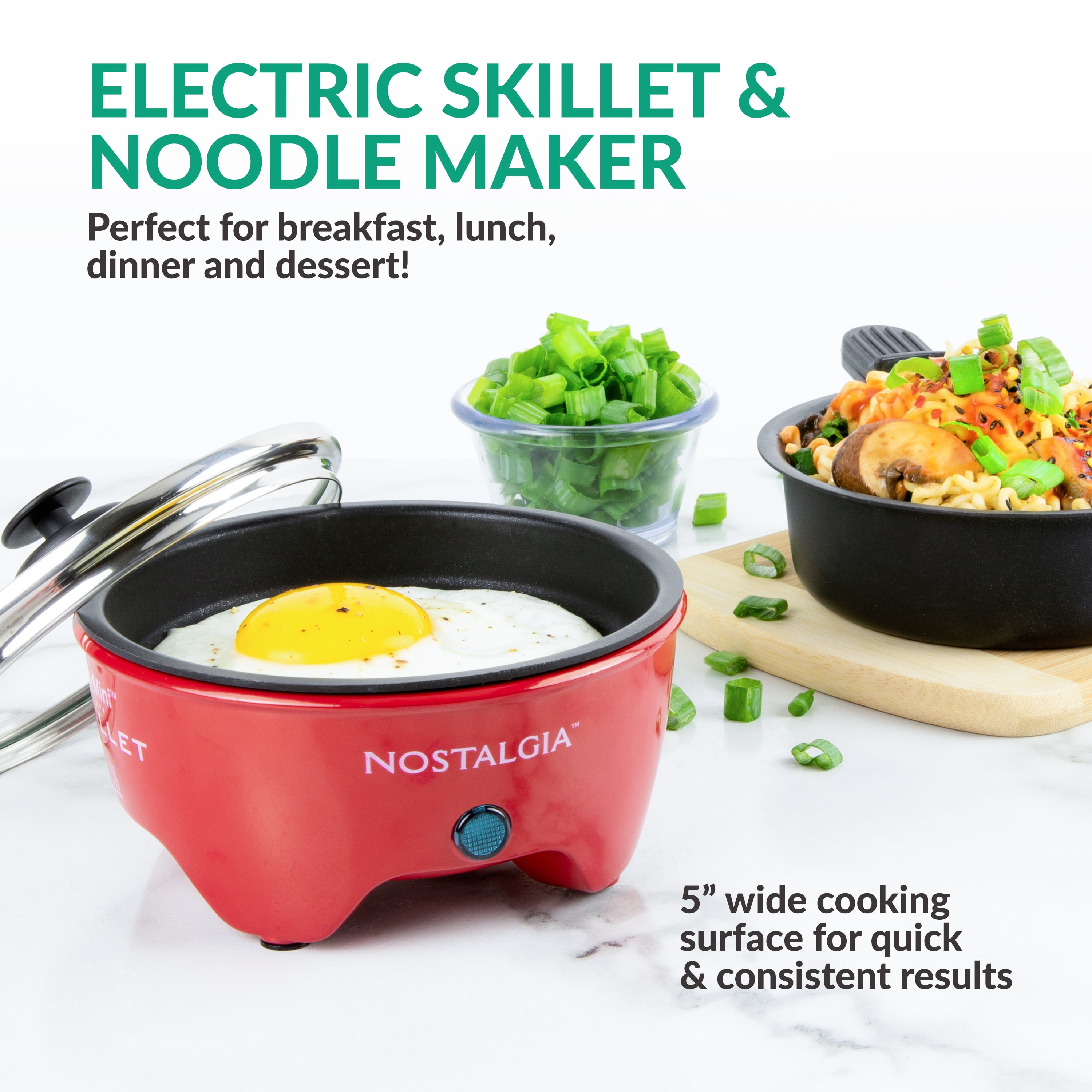 Nostalgia MSK5YW Mymini Personal Electric Skillet & Rapid Noodle Maker for  sale online