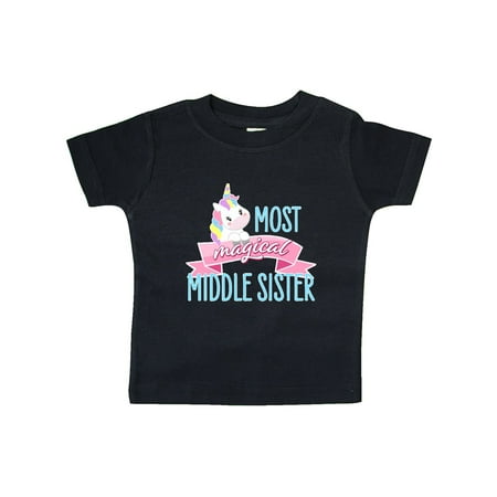 

Inktastic Most Magical Middle Sister- cute unicorn Gift Baby Girl T-Shirt